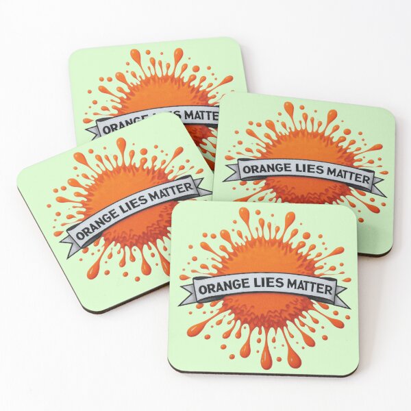 Item preview, Political banner alluding to D.Trump's many lies, orange blotter with caption: orange lies matter  designed and sold by JaroDesign2023.