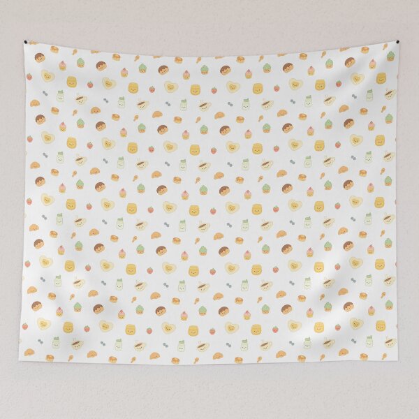 Item preview, Kawaii Breakfast Pattern – Cute Croissants, Pancakes, Cupcakes and More designed and sold by GinColorist.