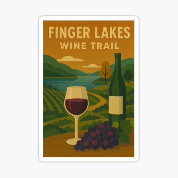 Item preview, Midcentury Modern Finger Lakes Wine Trail NY  designed and sold by The Bold Brush.