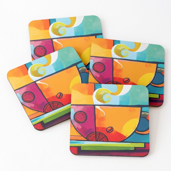 Item preview, Coffee in Motion - Bold Geometric Shapes and Swirling Steam Ignite a Dynamic Abstract Scene designed and sold by OlfactoART Studio.