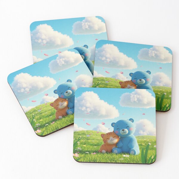 Item preview, Cute cat and bear smiling  designed and sold by GingaDesigns.