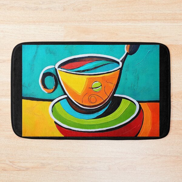 Item preview, Bold Brew- A Playful Abstract Coffee and Saucer Celebration in Vibrant Hues of Orange and Yellow designed and sold by OlfactoART Studio.