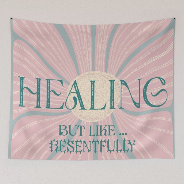 Item preview, Healing. But resentfully – Aesthetic Flower Quote designed and sold by Claque.