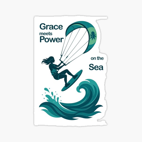 Item preview, Kite surfing, kite boarding, female flying high designed and sold by Visions of the Magpie.