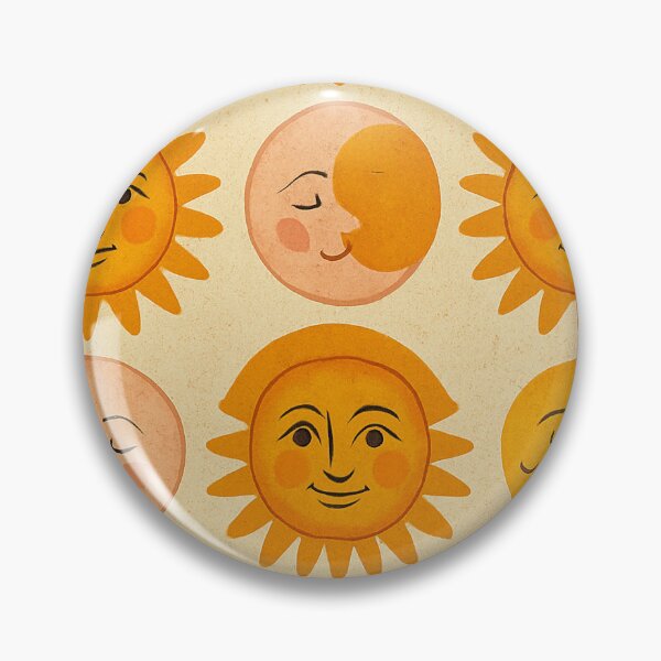 Item preview, Vintage Sun and Moon Smiley Faces Pattern designed and sold by weirdfishes123.