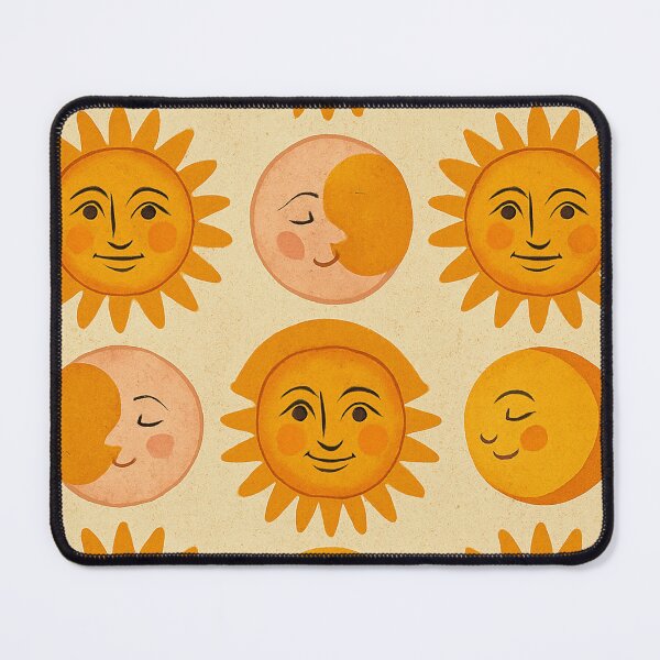 Item preview, Vintage Sun and Moon Smiley Faces Pattern designed and sold by weirdfishes123.
