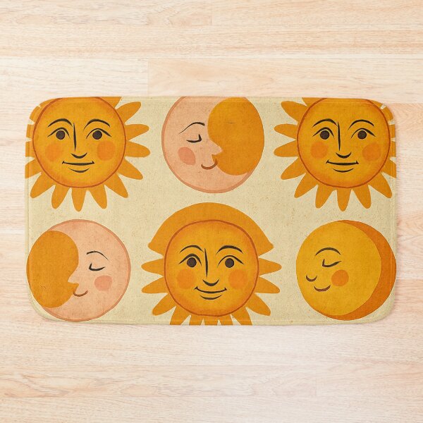 Item preview, Vintage Sun and Moon Smiley Faces Pattern designed and sold by weirdfishes123.