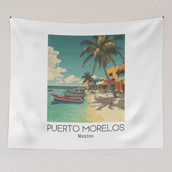 Item preview, A Vintage Travel Art of Puerto Morelos - Mexico  designed and sold by GoodOldVintage.