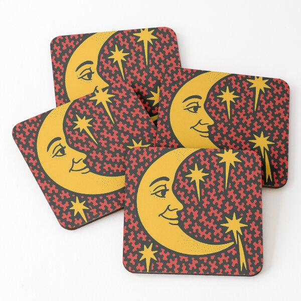 Item preview, Retro Crescent Moon and Shooting Stars Art designed and sold by weirdfishes123.