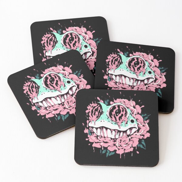 Item preview, Melting Frog Skull with Roses – Psychedelic Floral Gore Design designed and sold by Emegan Print Art.