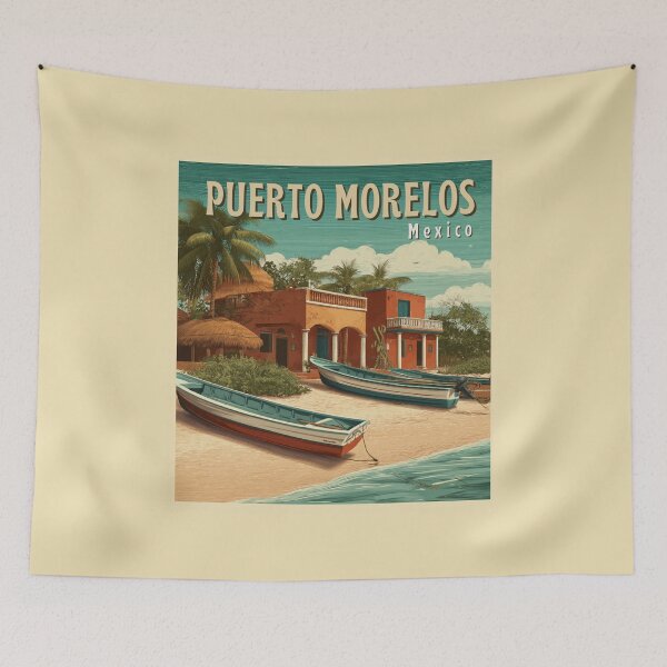 Item preview, A Vintage Travel Art of Puerto Morelos - Mexico  designed and sold by GoodOldVintage.