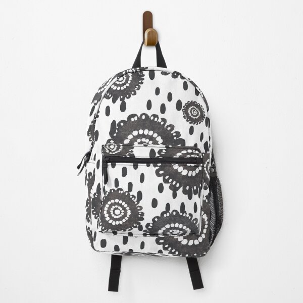 Item preview, Bold shweshwe inspired blooms charcoal grey and white designed and sold by phatlizzardart.