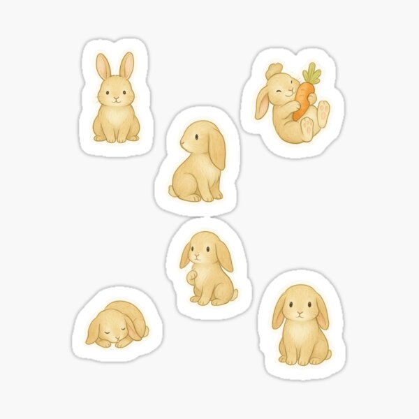 Item preview, Pastel Bunny Sticker Set – Cute Watercolor Rabbit Collection designed and sold by NiftyTees.