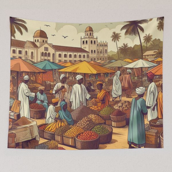 Item preview, Colorful Banjul City Traditional Market Design – Unique Art for Travel Lovers on Apparel & Accessories designed and sold by knalpot-design.