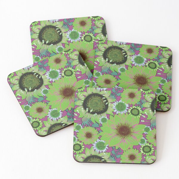 Item preview, Boho Sunflower Bliss bright pink, bright green on pinky purple designed and sold by phatlizzardart.