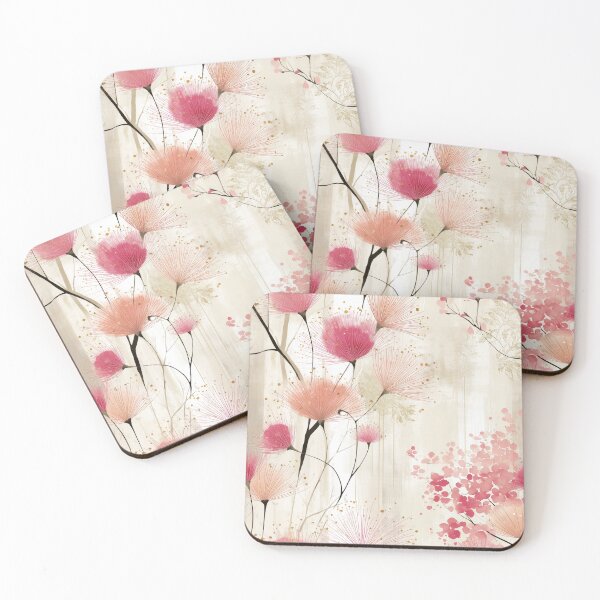 Item preview, Blush Harmony – Elegant Pink Floral Whispers on Soft Neutral Canvas designed and sold by Moisky Patterns.