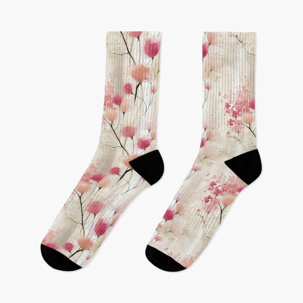 Item preview, Blush Harmony – Elegant Pink Floral Whispers on Soft Neutral Canvas designed and sold by Moisky Patterns.