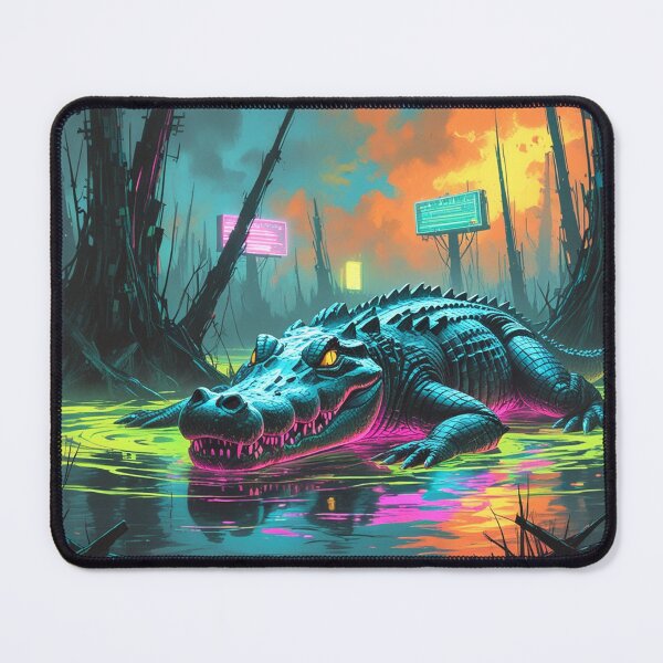 Item preview, Glowing Crocodile in a Synthwave Swamp designed and sold by Blueangelgal.