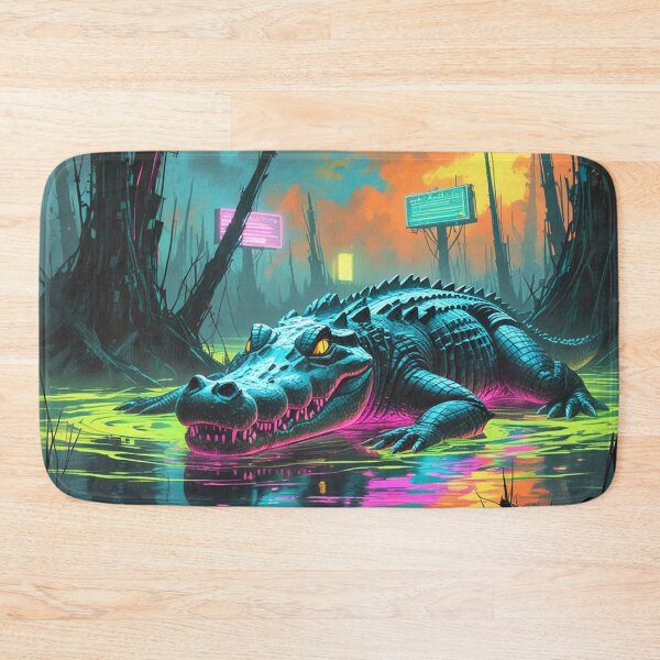 Item preview, Glowing Crocodile in a Synthwave Swamp designed and sold by Blueangelgal.