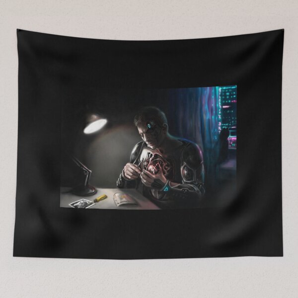 Item preview, Cyberpunk Cyborg Emotional Fantasy Art designed and sold by Fantasy Illustrations & Fan Art.
