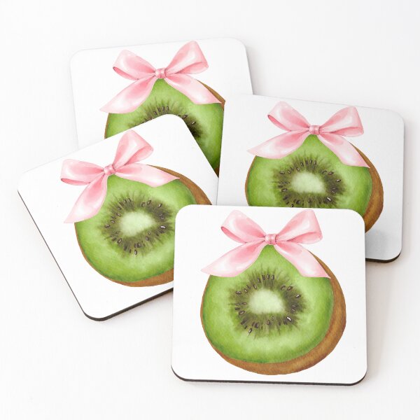Item preview, Kiwi Fruit with Pink Bow – Coquette Summer Fruit Illustration designed and sold by DivinePassion.