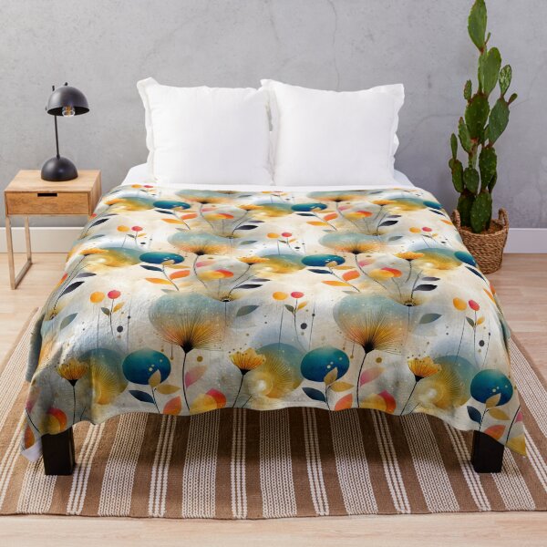 Item preview, Aurora Bloom – Colorful Abstract Botanical in Amber, Coral and Teal designed and sold by Moisky Patterns.