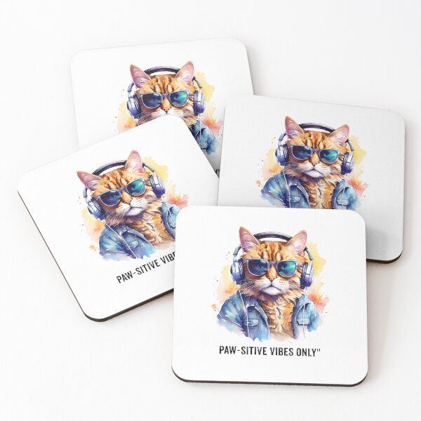 Item preview, Cool Cat with Sunglasses & Headphones – Paw-sitive Vibes Only | Funny Cat Lover Gift designed and sold by WHDProduction45.