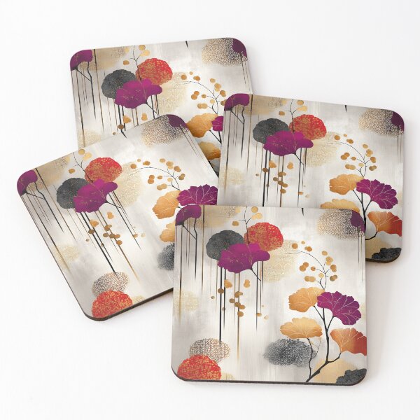 Item preview, Crimson Cascade – Bold Autumn Floral Art in Plum, Gold, and Charcoal designed and sold by Moisky Patterns.