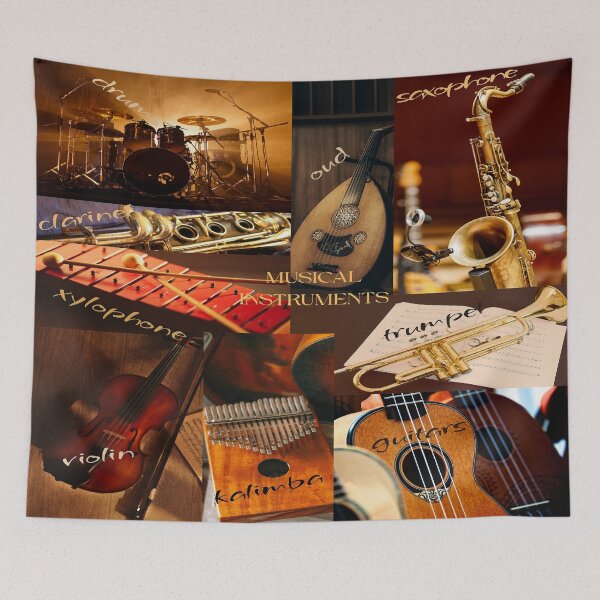 Item preview, Musical Instruments Collage Graphic designed and sold by BrightrDayMusicArt.