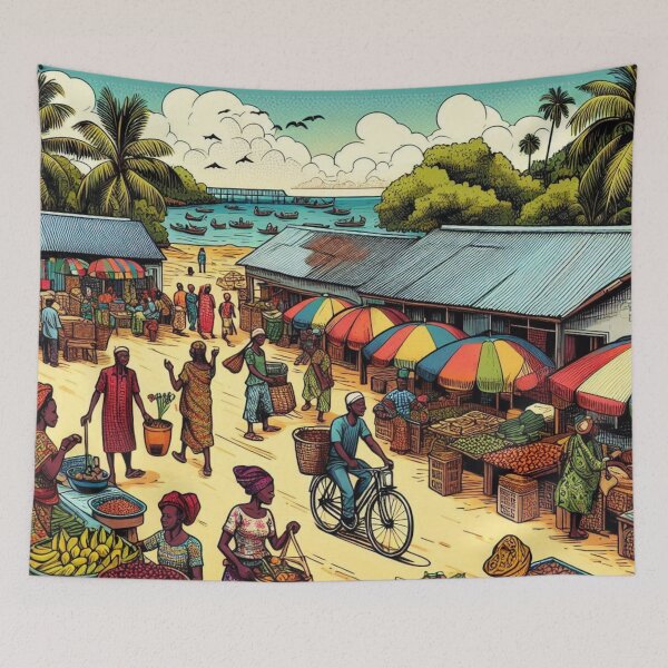 Item preview, Bangui City Traditional Market Design – Vibrant Cultural Artwork for Travel Lovers on Clothing & Stylish Accessories designed and sold by knalpot-design.