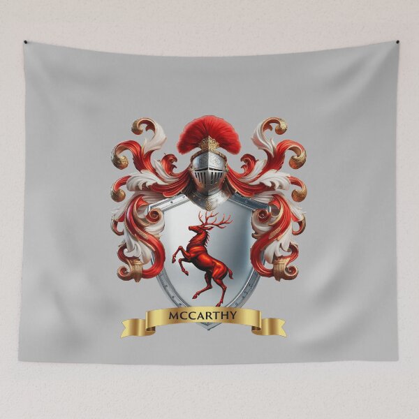 Item preview, McCarthy Family Crest – Proud Ancestral Coat of Arms with Stag Emblem designed and sold by Highlandkings.