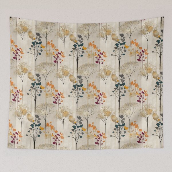 Item preview, Abstract Autumn Tree Silhouettes – Modern Seamless Nature Pattern with Warm Leaves designed and sold by Moisky Patterns.