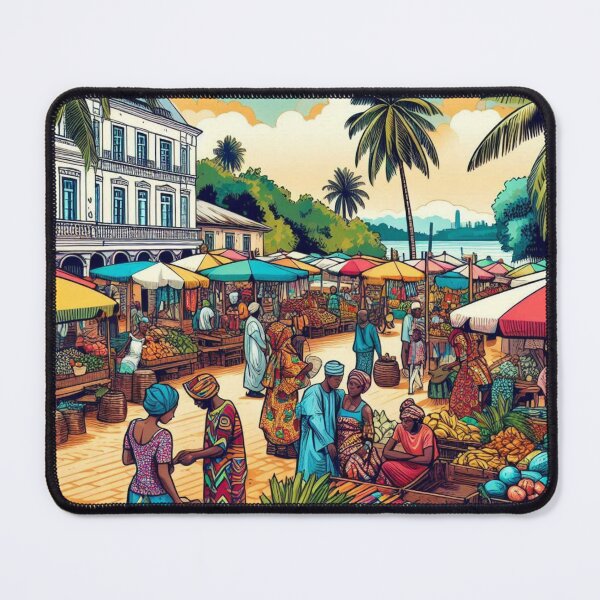 Item preview, Libreville City Traditional Market Design – Colorful Cultural Art for Travel Lovers on Clothing & Accessories designed and sold by knalpot-design.