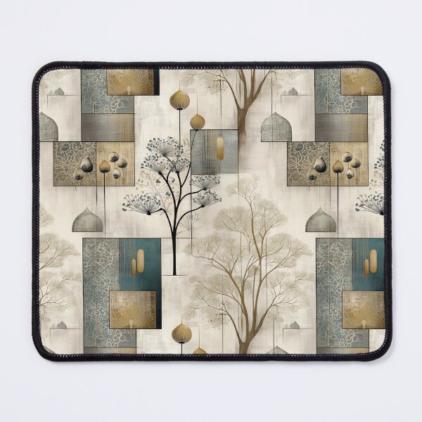 Item preview, Textured Botanical Panel Design – Abstract Nature Composition with Trees and Seeds in Gold and Teal designed and sold by Moisky Patterns.