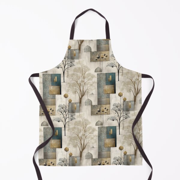 Item preview, Textured Botanical Panel Design – Abstract Nature Composition with Trees and Seeds in Gold and Teal designed and sold by Moisky Patterns.