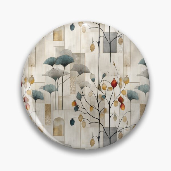 Item preview, Architectural Botanical Harmony – Stylized Tree and Leaf Pattern with Geometric Blocks in Earth Tones designed and sold by Moisky Patterns.