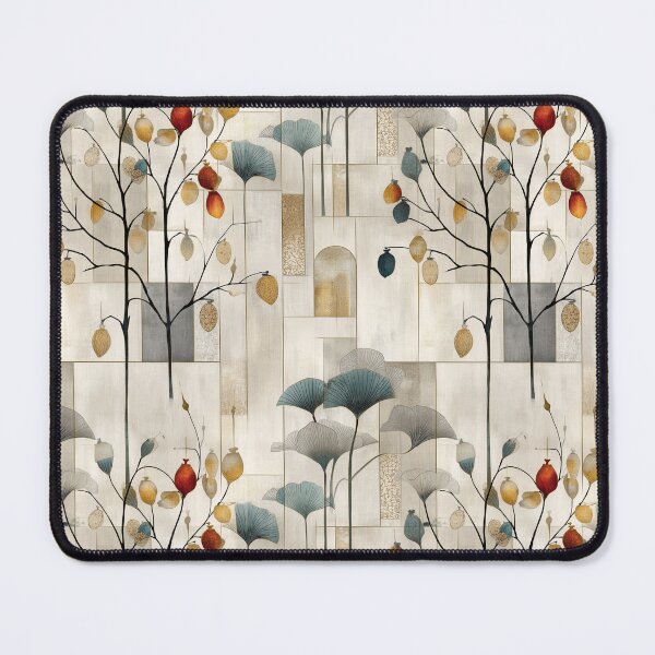 Item preview, Architectural Botanical Harmony – Stylized Tree and Leaf Pattern with Geometric Blocks in Earth Tones designed and sold by Moisky Patterns.