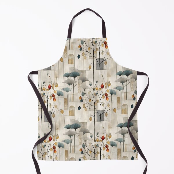Item preview, Architectural Botanical Harmony – Stylized Tree and Leaf Pattern with Geometric Blocks in Earth Tones designed and sold by Moisky Patterns.