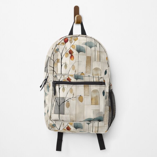 Item preview, Architectural Botanical Harmony – Stylized Tree and Leaf Pattern with Geometric Blocks in Earth Tones designed and sold by Moisky Patterns.