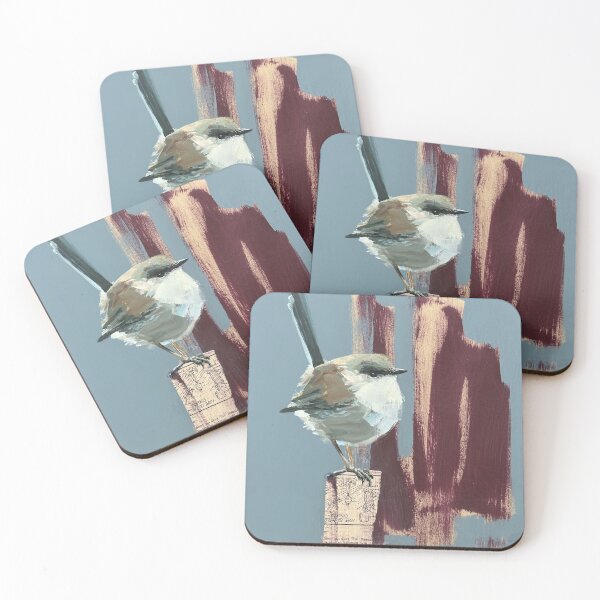 Item preview, Fairy Wren with abstract background. designed and sold by Cat Leonard.