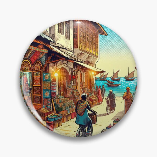 Item preview, Zanzibar City Traditional Market Design – Vibrant Cultural Art for Travel Lovers on Clothing & Accessories designed and sold by knalpot-design.