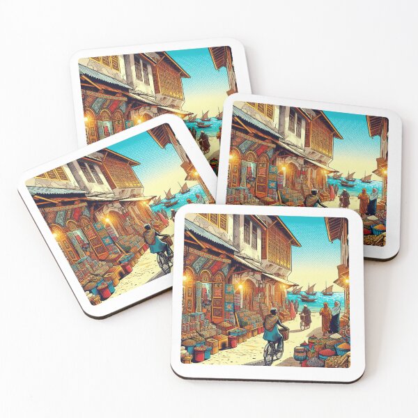 Item preview, Zanzibar City Traditional Market Design – Vibrant Cultural Art for Travel Lovers on Clothing & Accessories designed and sold by knalpot-design.