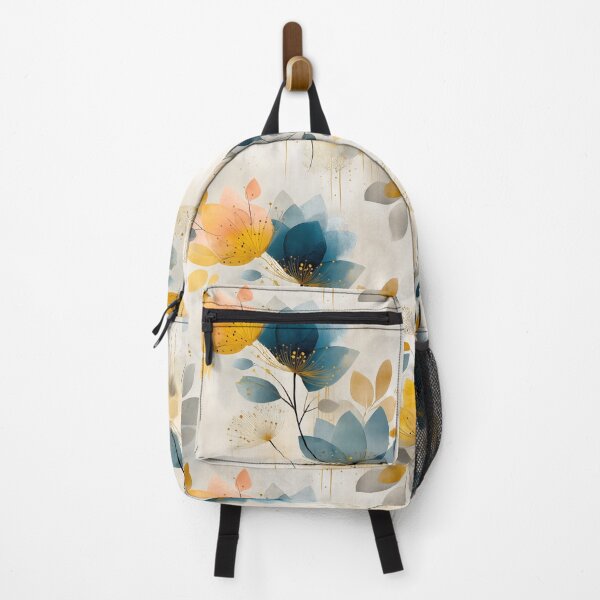 Item preview, Golden Harmony Bloom – Abstract Floral Art with Blue and Yellow Petals designed and sold by Moisky Patterns.