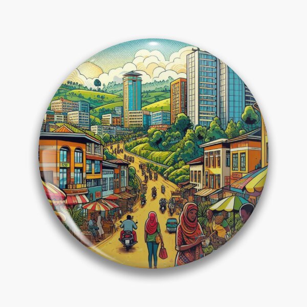 Item preview, Vibrant Kigali City Traditional Market Design – Unique Art for Travel Lovers on Apparel & Accessories designed and sold by knalpot-design.