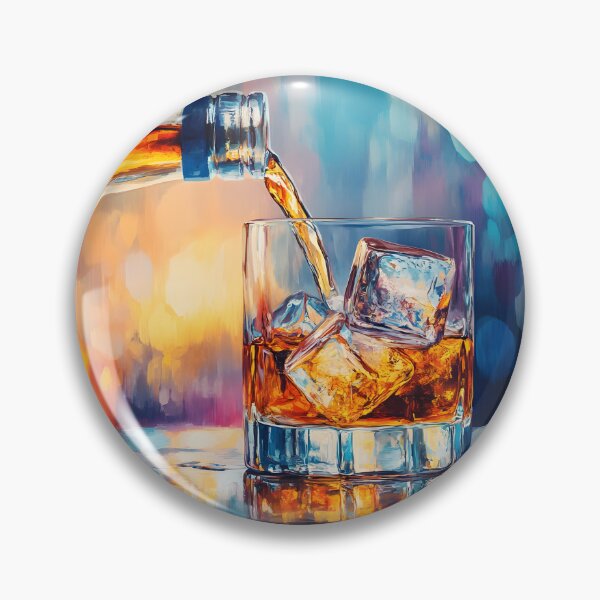 Item preview, Pour the Richness - Amber Whiskey Meets Ice in a Vibrant Fusion of Color designed and sold by OlfactoART Studio.
