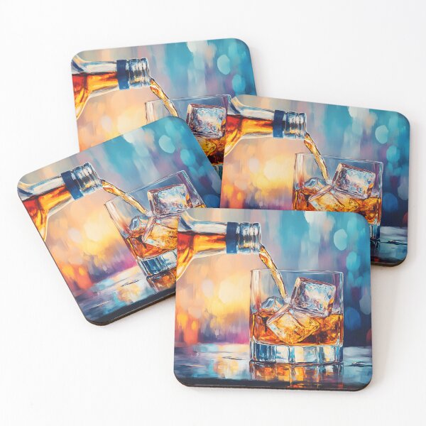 Item preview, Pour the Richness - Amber Whiskey Meets Ice in a Vibrant Fusion of Color designed and sold by OlfactoART Studio.