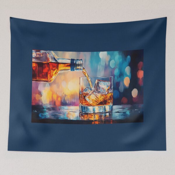 Item preview, Pour the Richness - Amber Whiskey Meets Ice in a Vibrant Fusion of Color designed and sold by OlfactoART Studio.