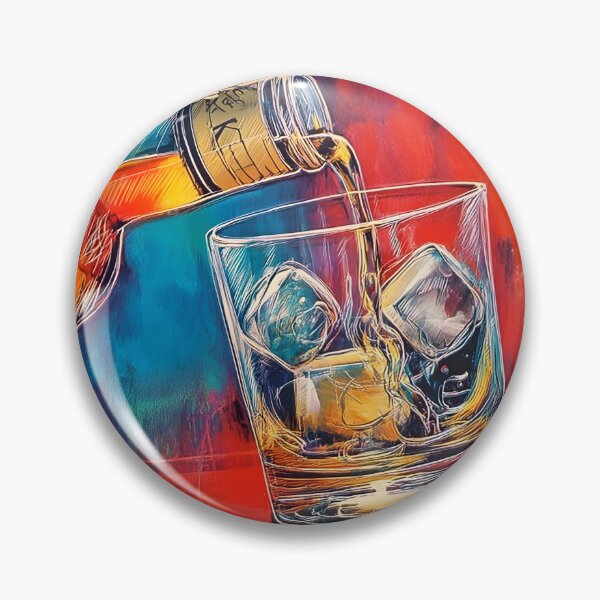 Item preview, Pour with Flair - Bold Colors and Dynamic Motion Bring Whiskey and Ice to Life Whiskey in a Burst of Abstract Vivid Color designed and sold by OlfactoART Studio.