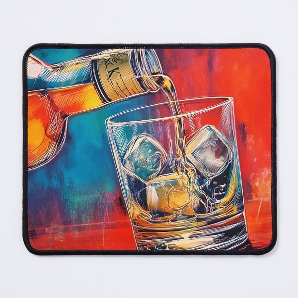 Item preview, Pour with Flair - Bold Colors and Dynamic Motion Bring Whiskey and Ice to Life Whiskey in a Burst of Abstract Vivid Color designed and sold by OlfactoART Studio.