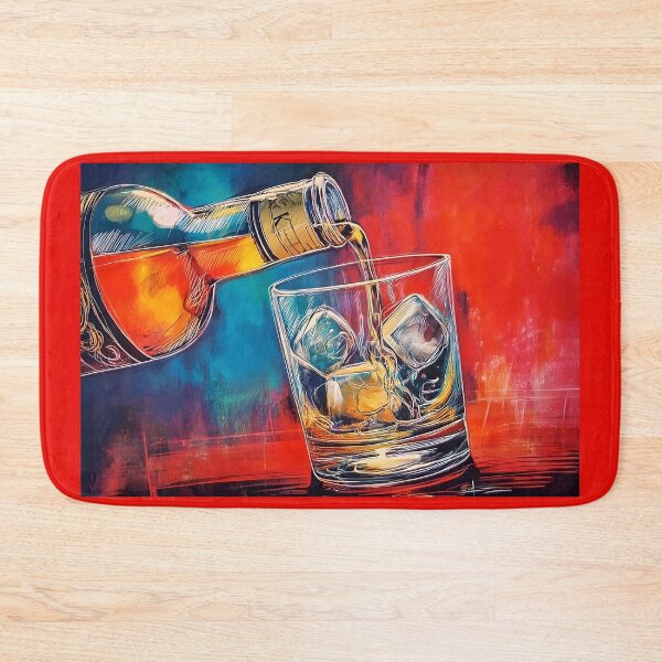 Item preview, Pour with Flair - Bold Colors and Dynamic Motion Bring Whiskey and Ice to Life Whiskey in a Burst of Abstract Vivid Color designed and sold by OlfactoART Studio.